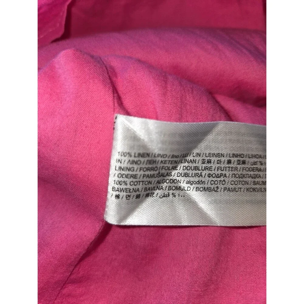 Mng Mango Hot Pink Linen Mini Dress Sundress Size 2